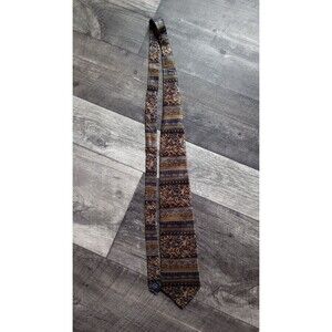 Cocktail Collection Handmade Gold, Blue & Black 100% Silk Tie, Vtg